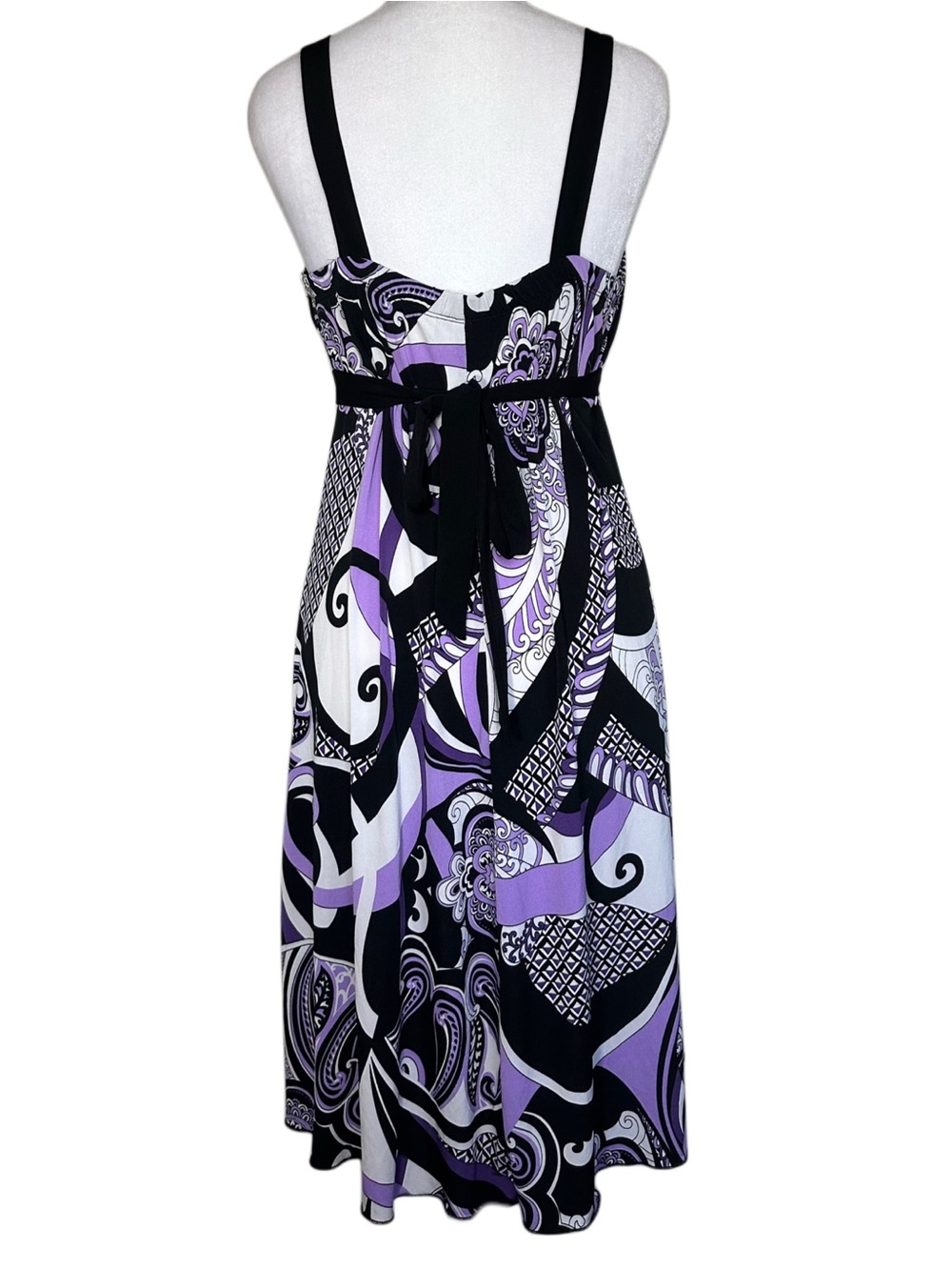 Y2K VTG Speechless Black and Purple Paisley Midi Dress - Picture 4 of 5